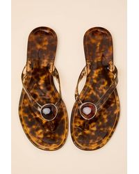 Lulus - Daxley Tortoise Jelly Stone Flip Flops - Lyst