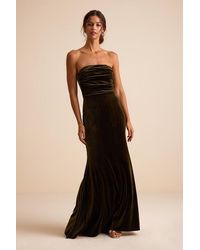 Lulus - Maren Velvet Strapless Mermaid Maxi Dress - Lyst