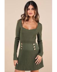 Lulus - Chicest Crush Ribbed Long Sleeve Mini Sweater Dress - Lyst