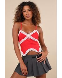 Daisy Street - Sweetheart Mood Lace Cropped Tank Top - Lyst