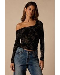 Lulus - Melonie Floral Mesh Asymmetrical Top - Lyst