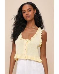 Lulus - Smiling Sweetie Knit Ruffled Sleeveless Sweater Top - Lyst