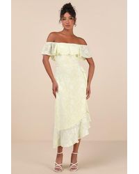 Lulus - Pretty Perfect Burnout Floral Off-The-Shoulder Midi Dress - Lyst