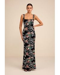 Lulus - Camesha Multi Floral Velvet Sequin Maxi Dress - Lyst