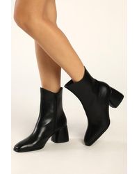 Lulus - Windal Square Toe Mid-Calf Boots - Lyst