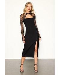 Lulus - Bragging Rights Lace Long Sleeve Midi Dress - Lyst