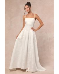 Lulus - Arabella Jacquard Basque Waist Maxi Dress - Lyst