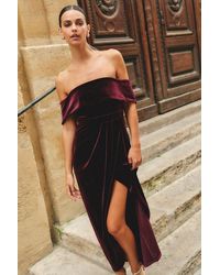 Lulus - I'M Enchanted Velvet Off-The-Shoulder Maxi Dress - Lyst