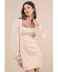 Lulus - Precise Radiance Velvet Sequin Long Sleeve Mini Dress - Lyst