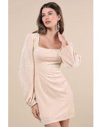 Lulus - Precise Radiance Velvet Sequin Long Sleeve Mini Dress - Lyst