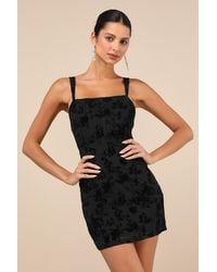 Lulus - Stunning Status Mesh Velvet Burnout Bustier Mini Dress - Lyst