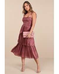 Lulus - Tennon Plisse Tiered Midi Dress - Lyst