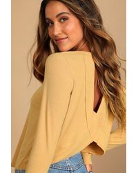 Lulus - Sweet Side Ribbed Cutout Long Sleeve Top - Lyst