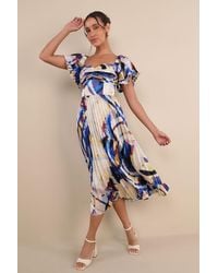 Lulus - Authentically Yours Multi Abstract Print Satin Midi Dress - Lyst