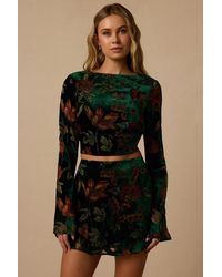 Lulus - Talaria Velvet Burnout High-Rise Mini Skirt - Lyst