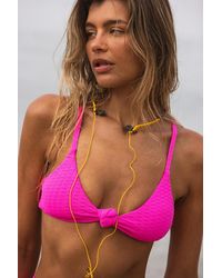 Roxy - Haleiwa Textured Knotted Bikini Top - Lyst