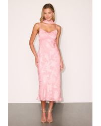 Lulus - Aydah Floral Burnout Slip Midi Dress And Scarf Set - Lyst