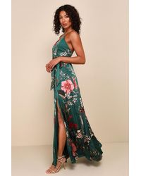 Lulus - Still The One Floral Print Satin Maxi Dress - Lyst
