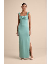 Lulus - Tayla Sage Sleeveless Ruched Column Maxi Dress - Lyst