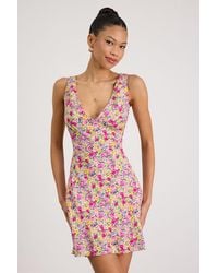Lulus - Vanessa Multi Floral Sleeveless Mini Dress - Lyst
