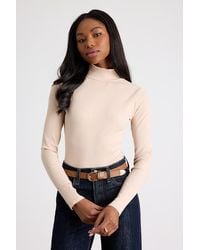 Lulus Basics - Wilde Ribbed Long Sleeve Mock Neck Bodysuit - Lyst