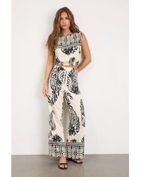 Lulus - Gaia Ivory And Boho Print Wide-Leg Pants - Lyst