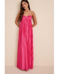 Lulus - Whimsical Beauty Satin Plisse Strapless Maxi Dress - Lyst