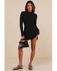Lulus - Flattering Forecast Textured Long Sleeve Mini Dress - Lyst