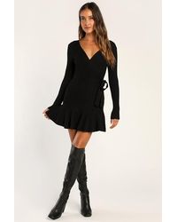 Lulus - Warm Emotions Skater Mini Sweater Dress - Lyst