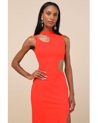Lulus - Sindra Bright Cutout Column Maxi Dress - Lyst