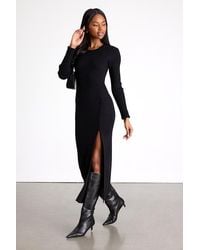 Lulus - Refined Attitude Ribbed Side Button Midi Sweater Dress - Lyst