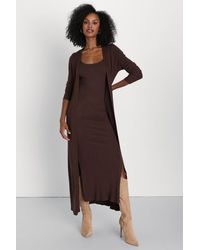 Lulus - Layer Lover Ribbed Knit Two-Piece Dress & Cardigan Set - Lyst