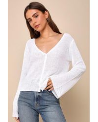 Lulus - Springtime Sweetie Loose Knit Cardigan Sweater - Lyst