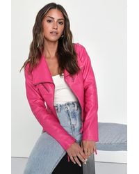 Lulus - Up On A Tuesday Vegan Leather Jacket - Lyst