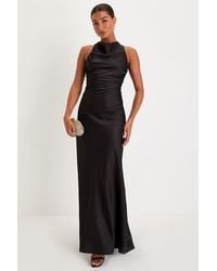 Lulus - Effortlessly Sensational Satin Backless Maxi Dress - Lyst