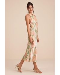 Lulus - Belin Sage Multi Floral Satin Backless Midi Dress - Lyst