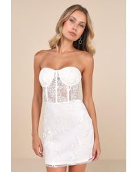 Lulus - Unreal Date Sequin Embroidered Strapless Mini Dress - Lyst