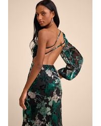 Lulus - Kendrick Multi Floral Burnout One-Shoulder Maxi Dress - Lyst