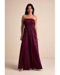 Lulus - Venita Plum Floral Jacquard Satin Bustier Maxi Dress - Lyst