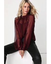 Lulus - Angelically Airy Balloon Sleeve Top - Lyst