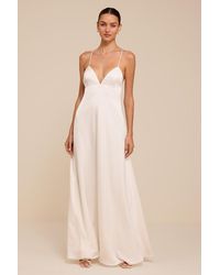 Lulus - Lupita Satin Tie-Back Maxi Dress - Lyst