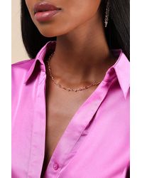 Lulus - Rahela And Rhinestone Chain Link Necklace - Lyst