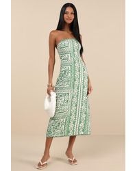 Lulus - Brigita Floral Strapless Column Midi Dress - Lyst