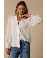 Lulus - Delightful Charm Swiss Dot Button-Up Long Sleeve Top - Lyst