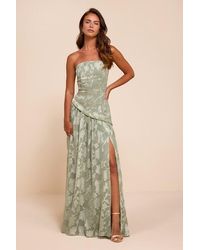 Lulus - Allison Sage Floral Burnout Drop Waist Maxi Dress - Lyst