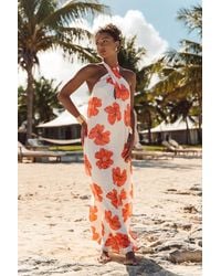 Lulus - Laurel Cream Floral Halter Maxi Dress - Lyst