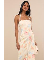 Lulus - Arrosa Floral Halter Midi Dress - Lyst