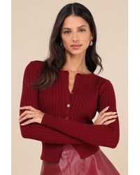 Lulus - Perfect Classic Ribbed Knit Cardigan Sweater - Lyst