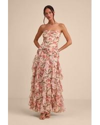 Lulus - Danna Floral Ruffled Maxi Dress - Lyst
