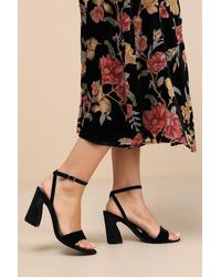 Lulus - Lucinna Velvet Ankle Strap High Heel Sandals - Lyst